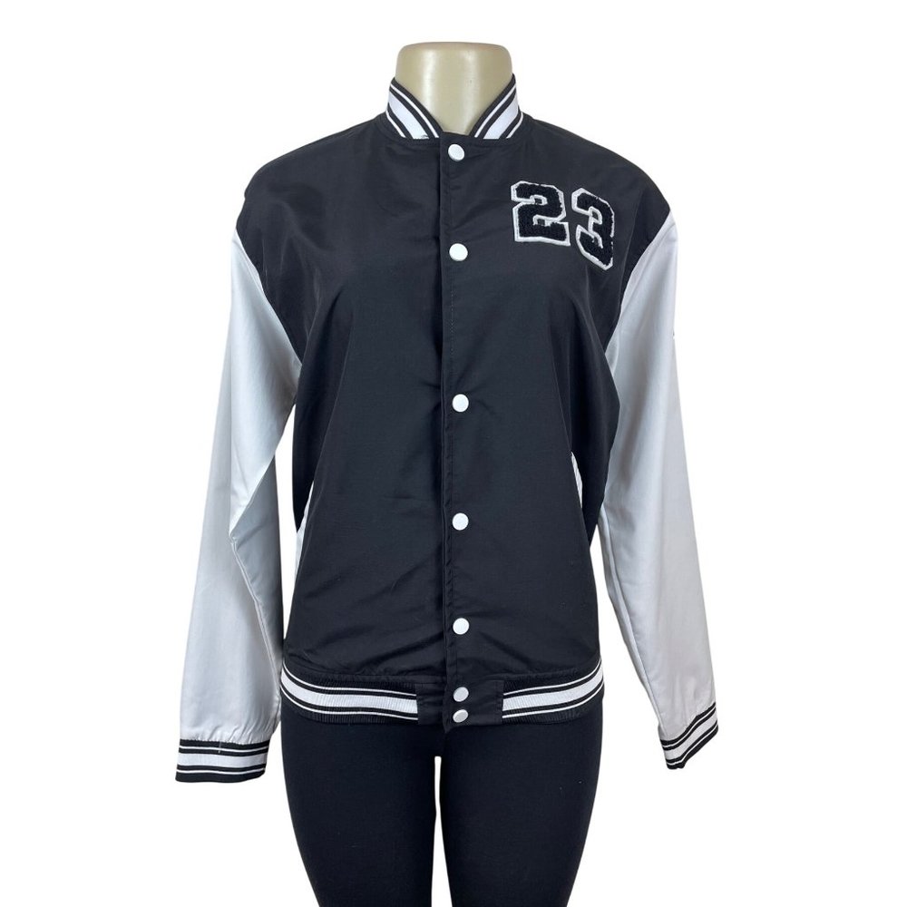 Seven Souls Black & White Varsity Jacket With Number 23 Design Closure Sz 18 New